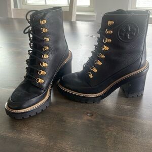 EUC Tory Burch Black tie up boots - 7